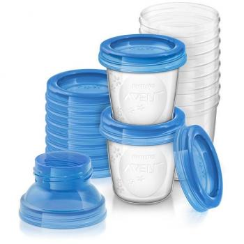 Philips AVENT Контейнери за съхранение на кърма и бебешка храна VIA 180 мл, 10 бр./оп.