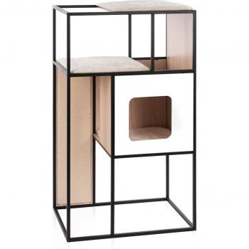 Mueble rascador para gatos Catit Vesper Patio, grande - Rascador de diseño moderno, fabricado en madera MDF de alta calidad, incluye cojines de felpa extraíbles y lavables, dimensiones amplias para comodidad del gato