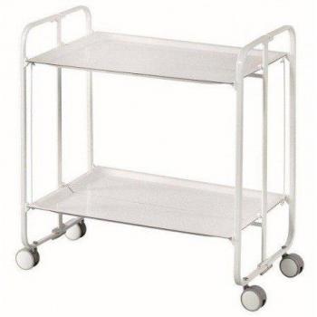DON HIERRO - Carrito auxiliar con ruedas BAUHAUS armazón metálico color blanco, 2 bandejas.