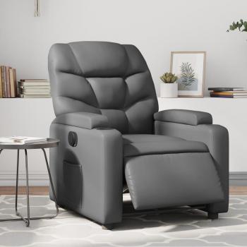 Silla reclinable eléctrica de cuero sintético gris Vidaxl