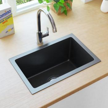 Fregadero de cocina de acero inoxidable negro artesanal