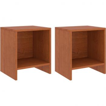 Mesitas de noche ámbar 2 piezas 35x30x40 cm madera maciza de pino marrón miel