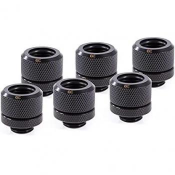 Alphacool 14mm HardTube Compression Fittings - Deep Black, Six Pack