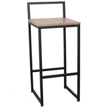 Taburete Alto de Metal Industrial con Reposapiés Inalámbrico