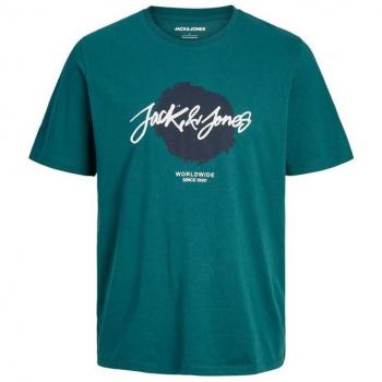 Camiseta Jack and Jones Tiley Crew Deep Teal Hombre - Manga corta, color turquesa profundo, diseño casual