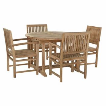 Conjunto de Mesa Extensible con 4 Sillas de Madera de Teca DKD Home Decor 120 x 120 x 75 cm