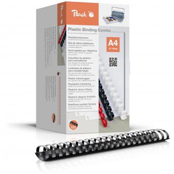 Canutillos de plástico Peach 50mm para 500 hojas A4, color negro, paquete de 50 unidades