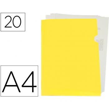 CARPETA LIDERPAPEL DOSSIER UÑERO POLIPROPILENO DIN A4 AMARILLO FLUOR OPACO 20 HOJAS PACK 6 UNIDADES