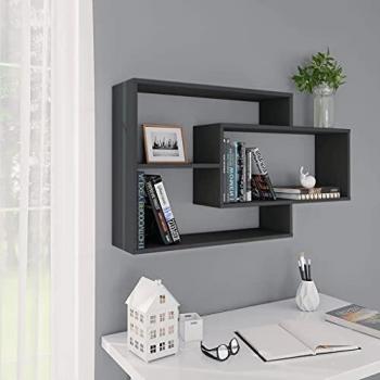 vidaXL Estantes de Pared Aglomerado Casa Hogar Terraza Estilo Decoración Diseño Sala Salón Habitación Mobiliario Muebles Bricolaje 104x20x58,5 cm Gris