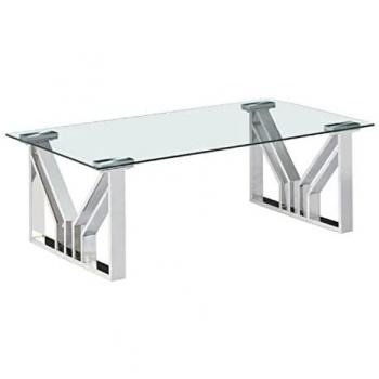 Mesa de Centro Transparente de Cristal y Acero 130 x 70 x 45 cm DKD Home Decor