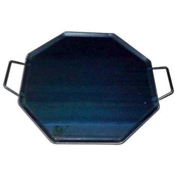 Plancha de asar octogonal de acero 4mm con asas metálicas 50x50cm