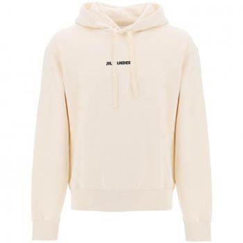 Jil Sander Men's Hoodie with Logo Print in White | Size Large | J47GU0002J20010