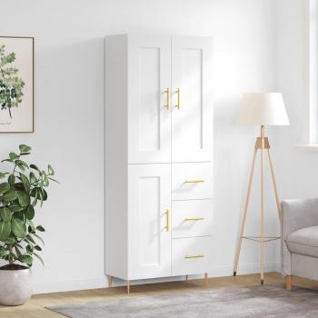 Aparador alto de madera contrachapada blanco 69,5x34x180 cm multicapa vidaXL