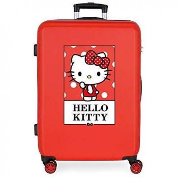 Hello Kitty Bow Maleta Mediana Rojo 48x68x26 cms Rígida ABS Cierre combinación 62L 3,3Kgs 4 Ruedas