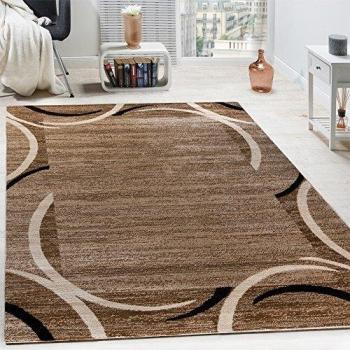 Alfombra de diseño con cenefa beige negro crema moteado 80x150 cm