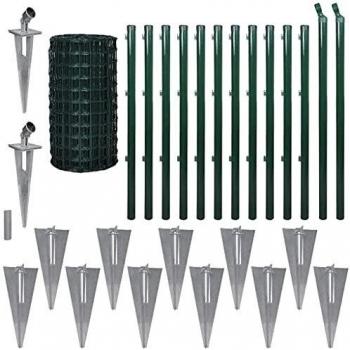 vidaXL Set de Euro-Valla con Estacas de Tierra Longitud 25x1,7 m Acero Verde