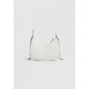 Stradivarius White Half-Moon Shoulder Bag OS