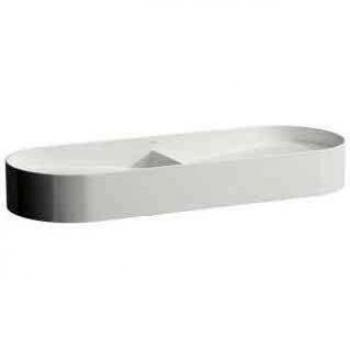 Pila Doble Sonar con Textura, Sin Agujero para Grifo, Sin Rebosadero, 1000x370mm, Incluye Tapa Cerámica para Válvula de Desagüe, Blanco