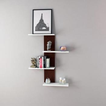 Estantería de pared Hammerfest 4 niveles aglomerado 78x17x100cm Wengué/Blanco
