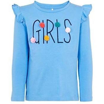 Camiseta de manga larga con volantes. azul Talla:98