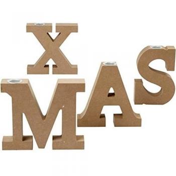 Candelabro de madera, A. 14,5 cm, grosor 3,2 cm, X-MAS, 4ud
