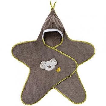 FEHN Manta para bebé con Cierre de Velcro para Cochecito, portabebés, Sillita de Coche, Cuna, para bebés de 0 a 6 Meses marrón Koala Talla:70x80