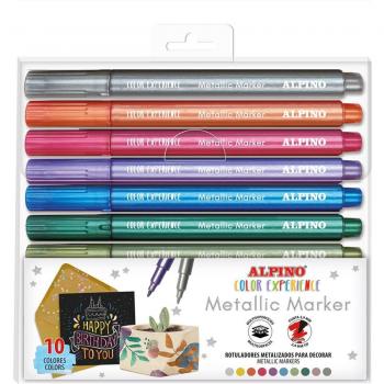 Rotuladores Alpino Color Experience Metálicos, Estuche de 10 Colores Surtidos