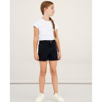 Pantalones cortos de niña vaqueros negros de cintura alta