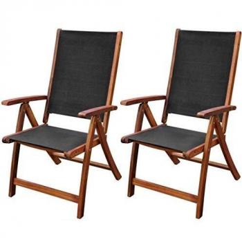 vidaXL Folding Garden Chairs 2 pcs Solid Acacia Wood and Textilene