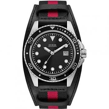 Guess Crew Men's Multicolor 44mm Analog Watch - Water Resistant, Leather/Textile Strap
