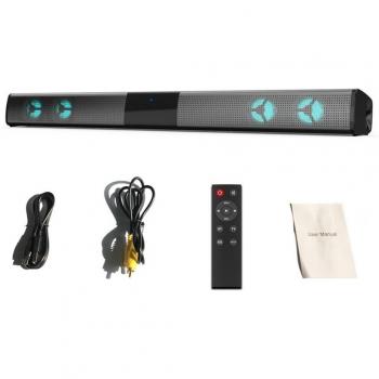 Barra de Sonido RGB BS28E con Subwoofer, Sonido Envolvente Inalámbrico, Bluetooth, FM y USB para Audio en Casa y PC