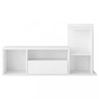 Mueble de TV Sabrina Blanco, Tablero Aglomerado de Melamina, 150x22x25 cm