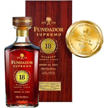 Brandy Fundador Supremo 18 Años D.O. Jerez-Xérès-Sherry Solera Gran Reserva Sherry Cask Collection Pedro Domecq Botella Misil 1 L