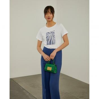 Camiseta de mujer con estampado de palmeras - Blanco