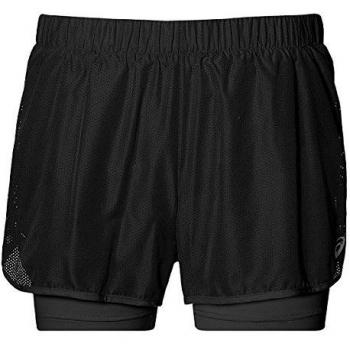 Asics 2-N-1 3.5IN Pantalones Cortos, Mujer, Negro