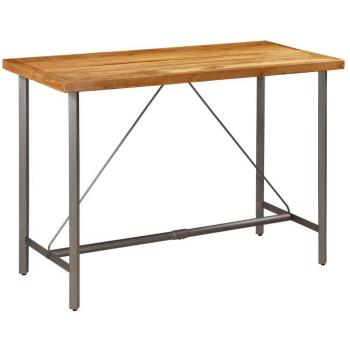 Mesa alta de bar de madera maciza de teca reciclada 150x70x106 cm