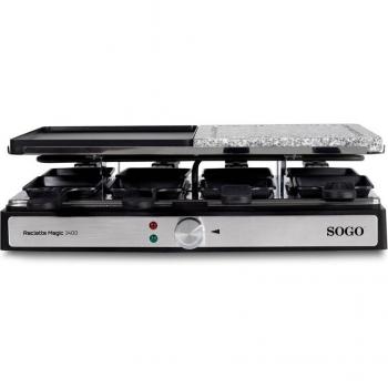 Parrilla Raclette Sogo 3 en 1 para 8 Personas - Lisa + Piedra - 1400W