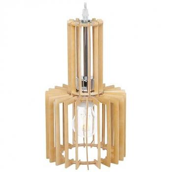Lámpara colgante de madera clara MDF y metal, diseño boho, pantalla abierta Niari