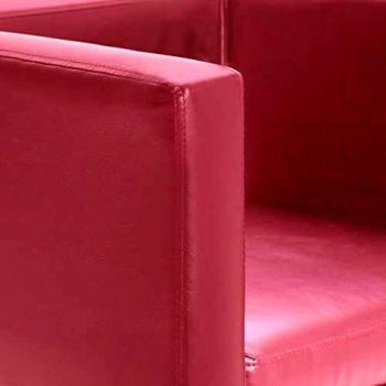 vidaXL Sill¨®n giratorio de cuero artificial color vino tinto