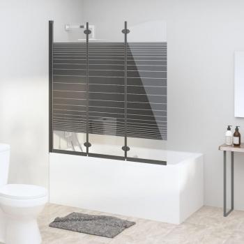 Mampara de ducha plegable de 3 paneles ESG negro 130x130 cm