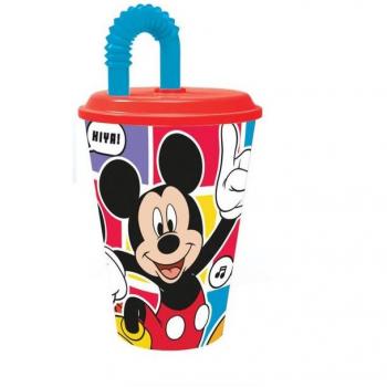 Vaso con pajita de Mickey Mouse 430 ML - Ideal para disfrutar tus bebidas favoritas