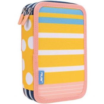 Estuche Milan Plumier Doble con Contenido Swims 2 Rosa y Amarillo