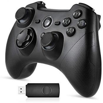 EasySMX Mando PC, [Regalos] 2.4G Mandos PS3 PC Inalambrico con Pila Recargable, Giroscopio, Controller PC, Gamepad PC PS3 con Vibración Dual y Turbo para PC Windows/Fortnite/PS3/Switch/Andriod TV Box