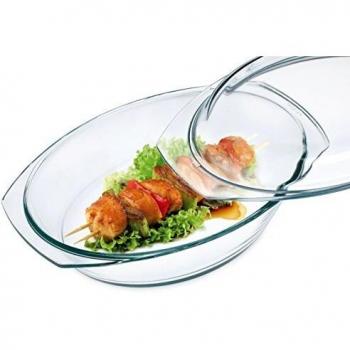 Cacerola Ovalada de Vidrio con Tapa 2,4L 33x20x11 cm