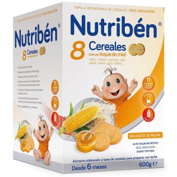 Nutribén - Papilla 8 Cereales con Miel y Galletas Nutribén 600 gr