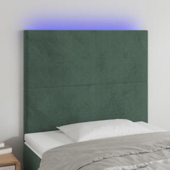Cabecero LED Terciopelo Verde Oscuro 100x5x118/128 cm con Luces LED