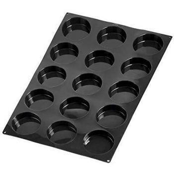 LACOR 66748-Molde Florentina de 15 cavidades para horneado y congelación, Libre de BPA, Ø 100x20 mm, 100 ml, Silicona, Negro