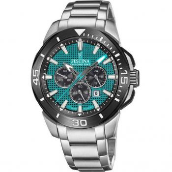 Reloj Festina Chrono Bike F20641/3 para Hombre con Esfera Verde y Caja de Acero Inoxidable 316L Plateado