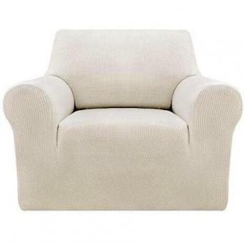 Deconovo Cubre de Sillón Funda para Sofá 1 Plaza Protector Elástica Blanco