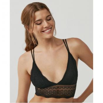 Sujetador bralette triangular de encaje geométrico - XL
